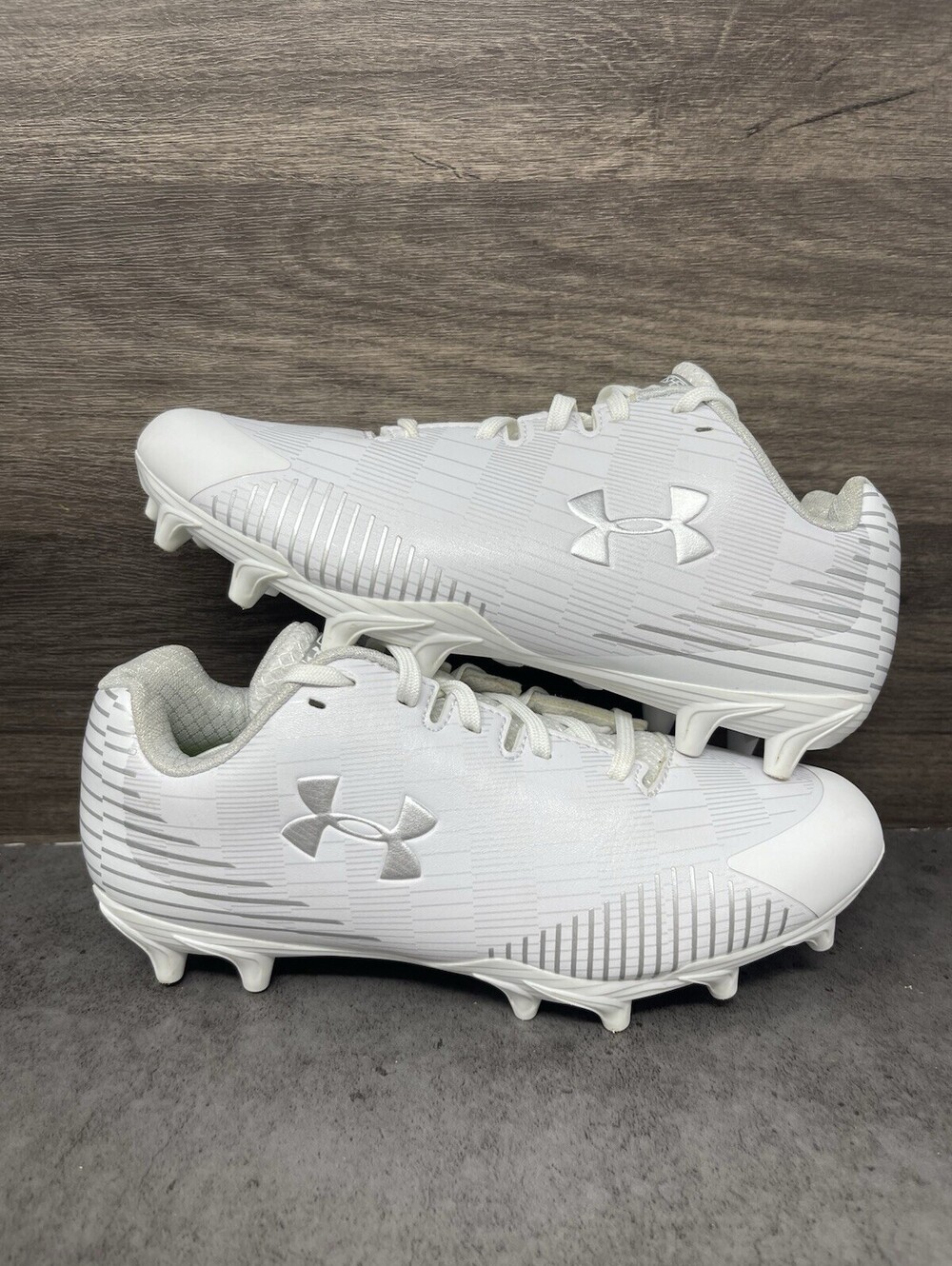 Under Armour Lax Finisher MC Cleats Womens Size 6 White Silver 1297350-102 Lacro